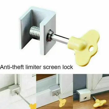 

1pc Door Window Lock Restrictor Aluminum Sliding Door Anti-Theft Lock Children Security window Cable Limit Lock Safety Key Lock