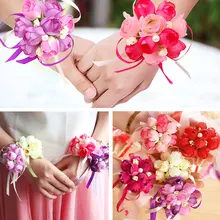 1 шт., шелковая искусственная Роза, свадебное украшение, свадебные корсажи на запястье, ручной цветок, кружево, пенопласт, для невесты, подружки невесты, на запястье, цветок