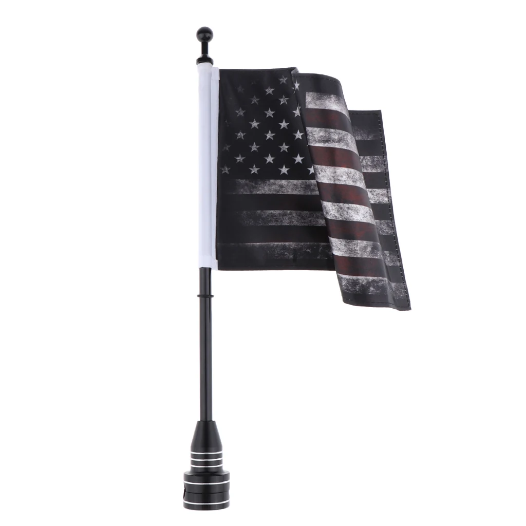 Motorcycle Flag Mount Kit; 10.2 x 6.7 inch USA Parade Flag and 15 inch Metal Flag Pole for Tubular Rear Luggage Racks