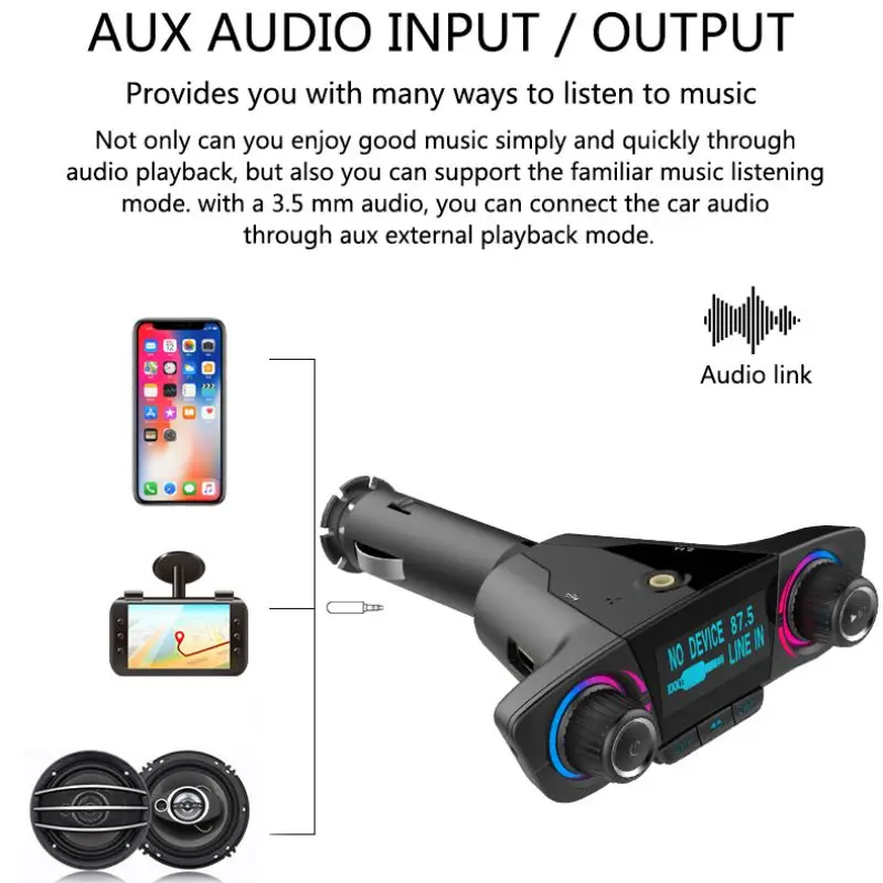 Двойной USB зарядное устройство 2.1A Hands Free беспроводной Bluetooth fm-передатчик Aux модулятор Автомобильный комплект автомобильный аудио mp3-плеер автомобильные аксессуары