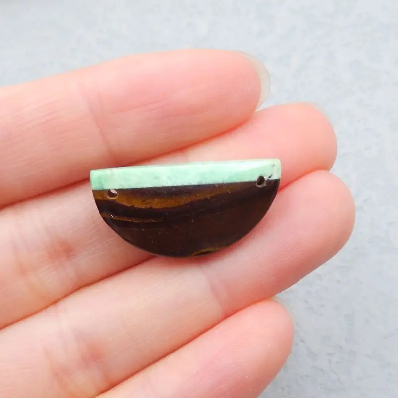 Perlina Pendente In Pietra Naturale Con Opale Di Masso E Pietra Preziosa Turchese Verde 25X13X6Mm 3G