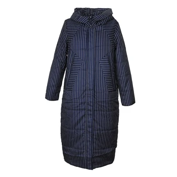

MISUN Women's long coat with a hood with a zipper, women's outerwear striped