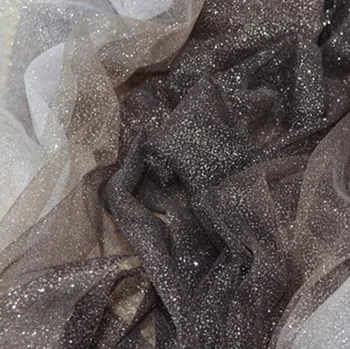 

10 meters gradient silver powder bronzing Mesh fabric Antique fabric Wedding dress stage children's clothing glitter fabri