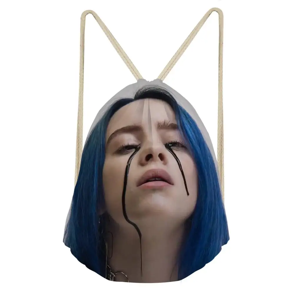 Крутой Рэппер Billie Eilish Сумки на шнурке для женщин и девочек рюкзак на шнурке Детский рюкзак на шнурке дорожный мешочек для хранения - Цвет: CDGX2042Z3