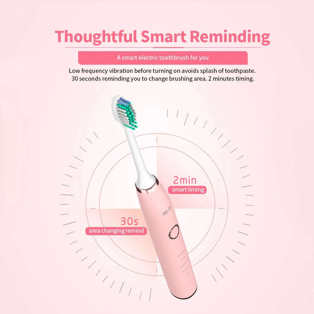 

Electric Toothbrush 3D Soundwave Vibration Rechargeable Electric Toothbrush 5 Modes IPX8 Waterproof with 2 Replacement Brush
