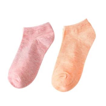 

2pcs Invisible Color Cotton Women'S Socks Candy Color Solid Color Female Cotton Socks Shallow Mouth Socks - Orange & Light Pink