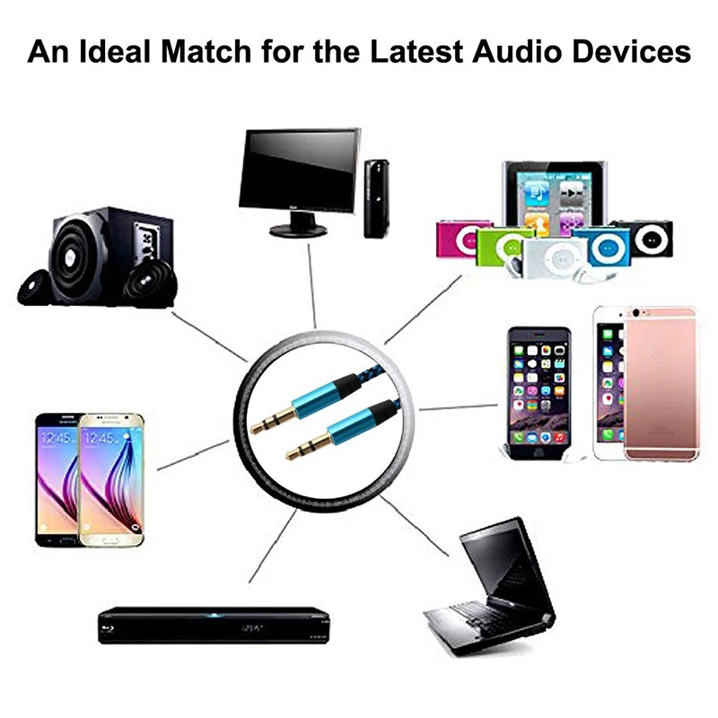 Audio Cable Speaker Line 3.5mm Car Nylon Aux Cable Male To Male Jack Plug Cord For Auto Speaker Headphone Huawei 1m