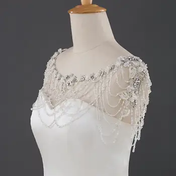 

Crystal Rhinestones Pearl Wedding Shoulder Necklaces Silver Colour Bridal Shoulder Chain Jewelry Evening Dress Bride Accessories