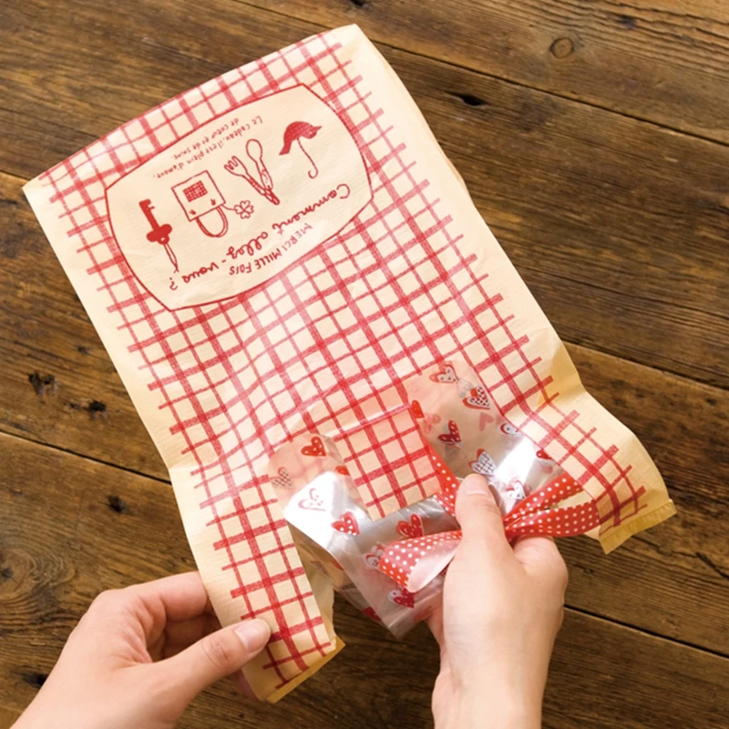 

Red check plastic Gift Bag,Vest Bag,Clothing bag with handle for carry bag Cookies Wrappers 100pcs/lot