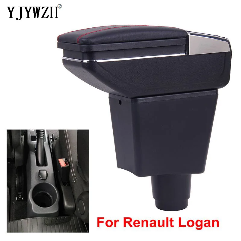 Billige Armlehne box Für Renault Logan Doppel schicht zentralen Speicher inhalt Lagerung box mit Aschenbecher Tasse halter zubehör Russische version