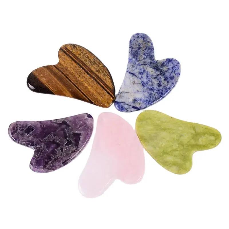 Wholesale Jade Massage Gua Sha Tool Natural Stone Rose Quartz Facial Acupuncture Scraping Healing Body Eye Health Care Massager |