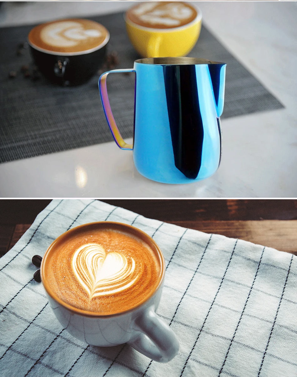 Milk Jug 0.3-0.6L Stainless Steel Frothing Pitcher Pull Flower Cup Coffee Milk Frother Latte Art Milk Foam Tool Coffe