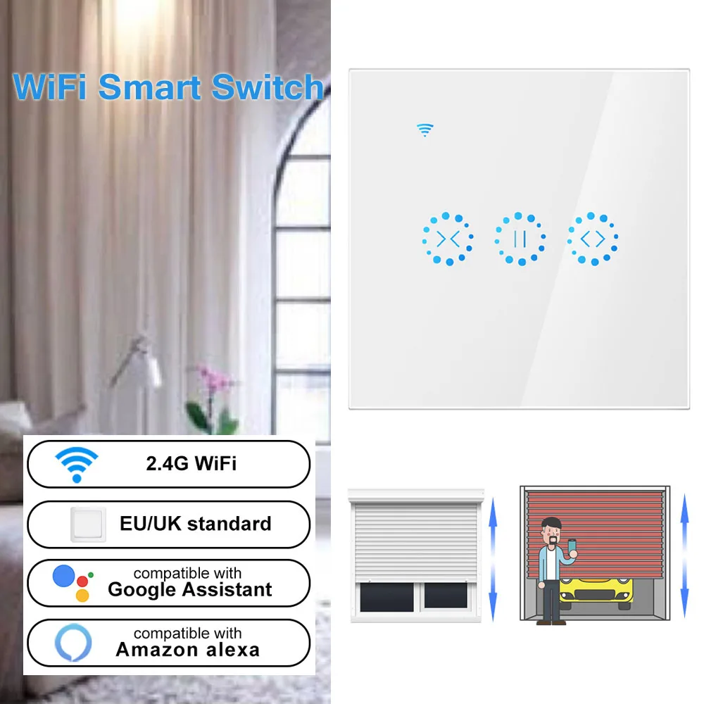 Умный дом США/ЕС, WiFi, электрические сенсорные жалюзи, переключатель занавесок, приложение Ewelink, голосовое управление от Alexa Echo для механических ограничительных жалюзи