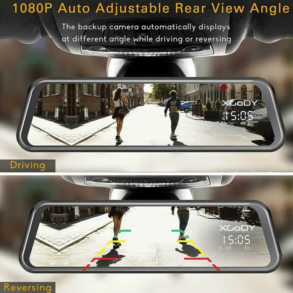 

10'' Dual Lens HD1080P DVR Dash Cam Touch Screen Night Vision Accessories Kit