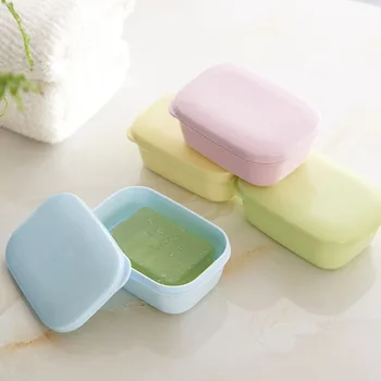 

2020 4pcs Soap Box Double Layer Soap Dish With Lid Holder With Drain Soap Case Container For Bathroom Gadgets Salle De Bain