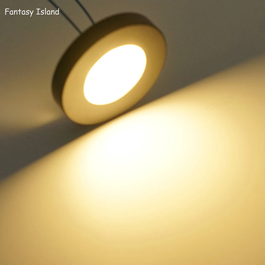 

5pcs/lot package 3W LED puck light 85-265v ultra thin round LED under cabinet light kitchen lamp Surface mounted Ceiling light