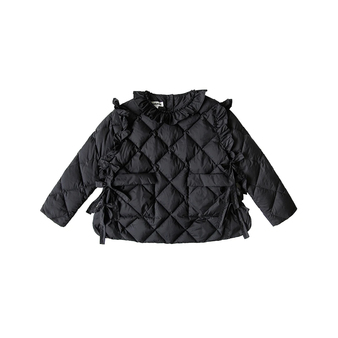 imakokoni black short pullover kawaii down jacket original design female winter 90 white duck down 182516
