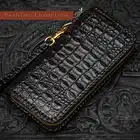 Унисекс кожаный кошелек ручной работы винтажная длинная молния крокодиловая кожа Вертикальная сумочка большой емкости мульти клатч для карт - 4