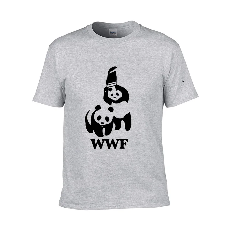 Логотип WWF Wrestling Panda Comedy Чистый хлопок o-образным вырезом короткий рукав классная