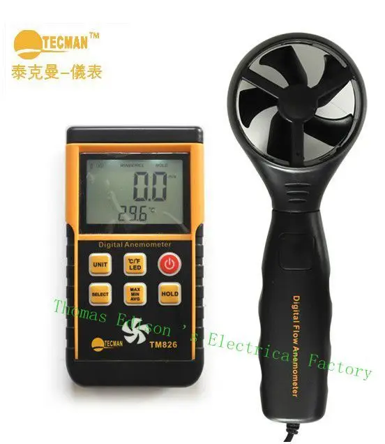 TECMAN TD/TM826 Горячая 0,3~ 45 м/с TD/TM826 Профессиональный Ветер колеса воздуха Термометр Сплит цифровой анемометр