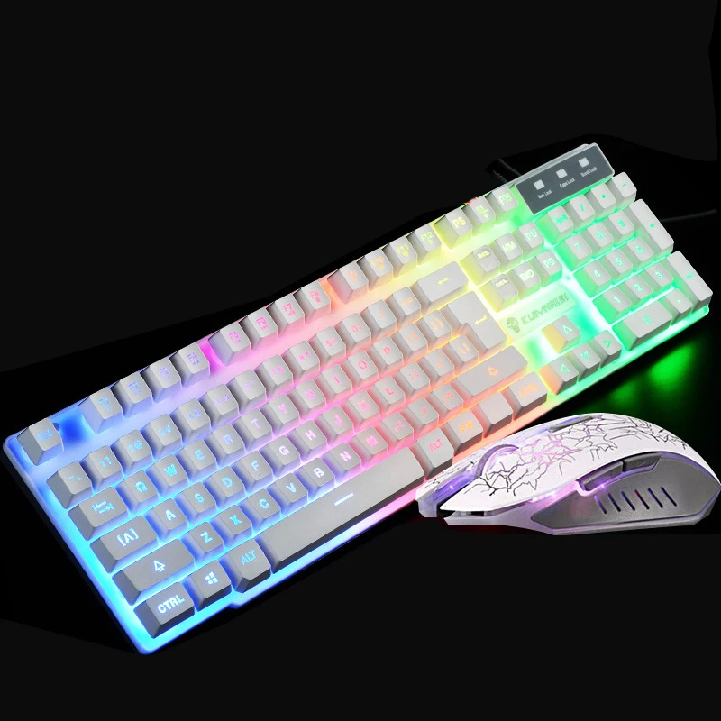 Для T6 Радужный ослепительный usb-кабель, игровая клавиатура и мышь+ коврик для мыши, набор