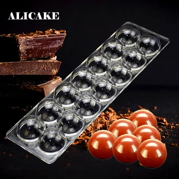 

3D Chocolate Bars Molds 14 Holes Half Ball Smooth Candy for Bakery Polycarbonate Baking Pastry Food Grade Plastic 9.4"x2.8"x0.6"