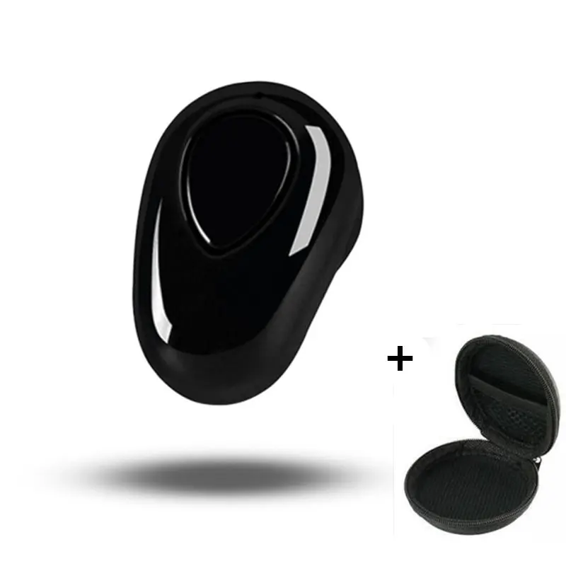Мини беспроводные Bluetooth наушники спортивный динамик невидимая гарнитура стерео невидимый наушник с микрофоном для samsung huawei всех телефонов - Цвет: black with bag