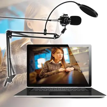 

BM800 Dynamic Condenser Microphone Sound Studio Audio Recording Mic with Shock Mount for Broadcasting KTV Singing