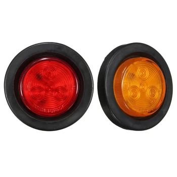 

4LED Truck Trailer Round Side Marker Indicators Light Signal Lamp Clearence Light Red/Amber 12V 30V Car Truck Rear Tail Light