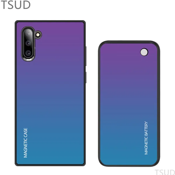 Note10 bluepurple Для samsung Galaxy Note 10 Pro Чехол для зарядного устройства внешний портативный магнитный беспроводной зарядный чехол для samsung Galaxy Note 10 роскошный - Цвет: Note10 bluepurple