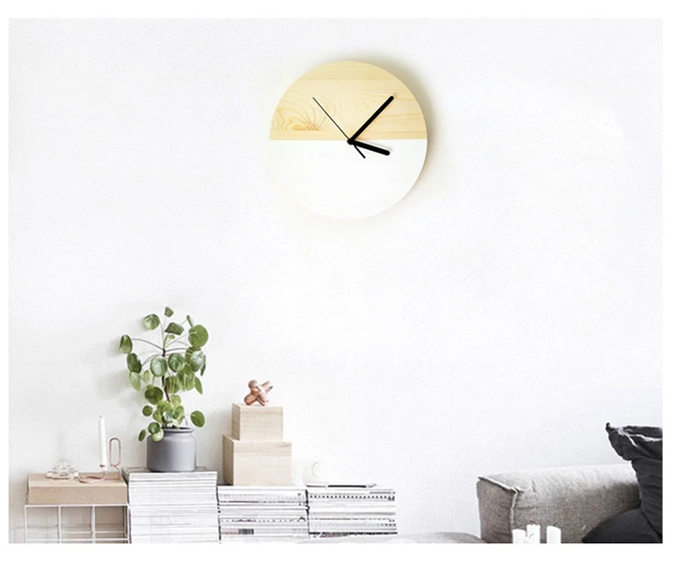 Простые деревянные скандинавские настенные часы минималистичные современные декоративные настенные часы для спальни бесшумные настенные часы для гостиной C5T55