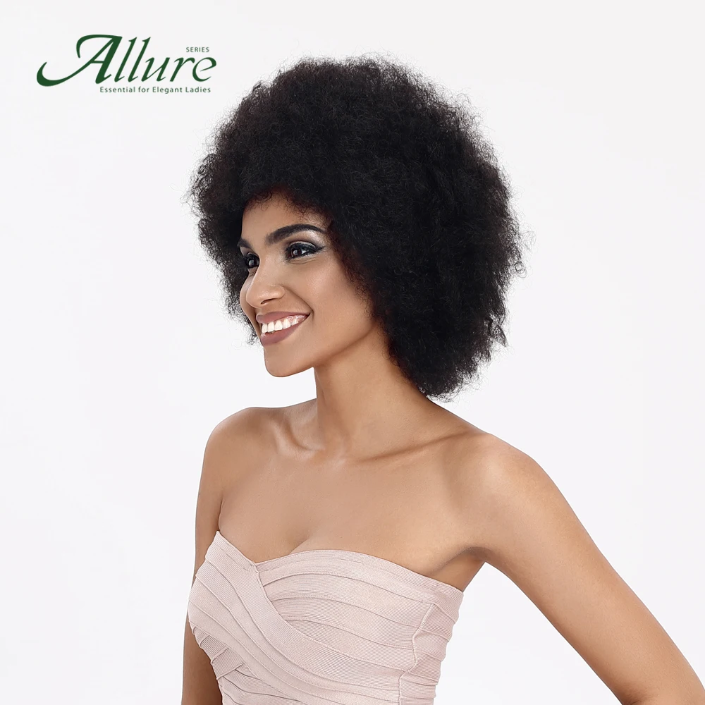 Short Afro Wig Natural Remy Brazilian Human Hair Wig For Black Women Full Machine Made Wig Free Shipping Allure (2)