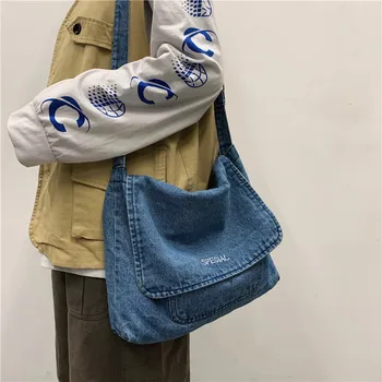 

Denim Handbag Big Capcity Tote Bags for Women Men Fashion Classical Casual Leisure Beach Summer Top-handle Purse Shoulder Bag