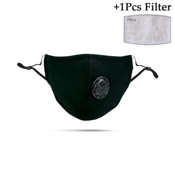 

1pcs Reusable Black Face Mask with Valve Cotton Personal Protection Mask Filter Breathale Masks for mouth Health Protect Masker