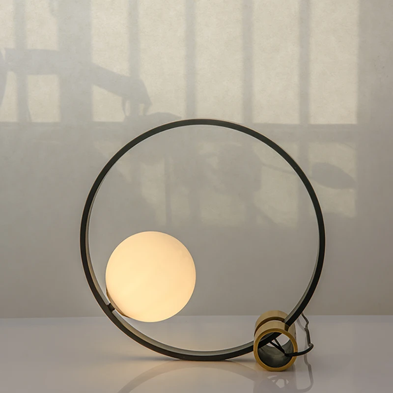 Minimalist Modern Black LED Decorative Nightstand Table Lamp for Living Room Bedroom Cabinet Art Decor