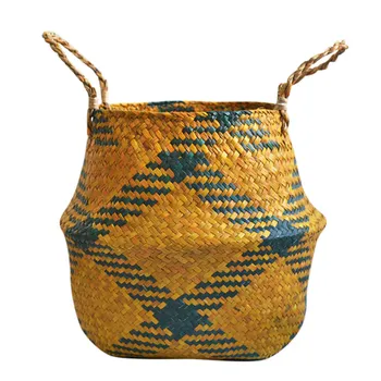 

Hand Made Wicker Rattan Flower Basket Green vine Pot Planter Hanging Vase Container Wall Plant Basket For Garden p09