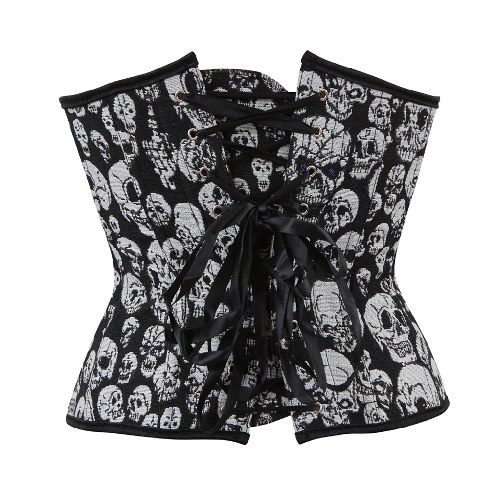 Gothic Burlesque Sexy Skull Shirt Corset Woman Erotic Corset Mujer Lingerie Corgested Bustiers Top Masquerade Party Costumes