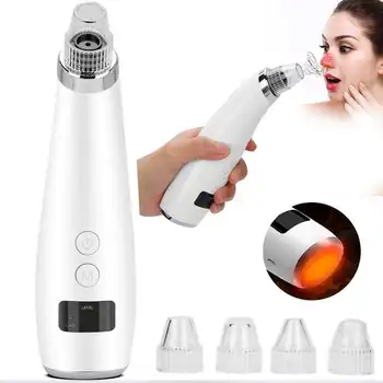 

5 in 1 Electric Blackhead Removal Suction Instrument Hot Compress Face Pore Cleaner Silver Transparent Head Household BeautyTool