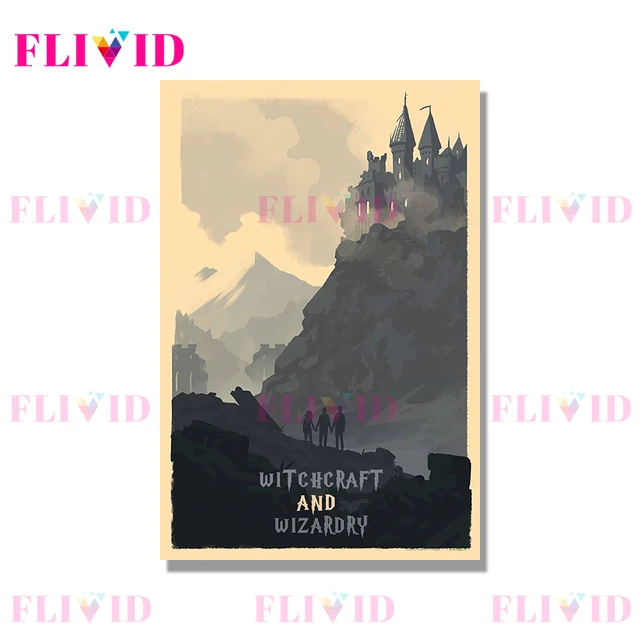 Famous Movie Witchcraft School Cartoon Scenery Nordic Poster Wall Art Canvas Painting Wall Pictures For Living Room Unframed V
