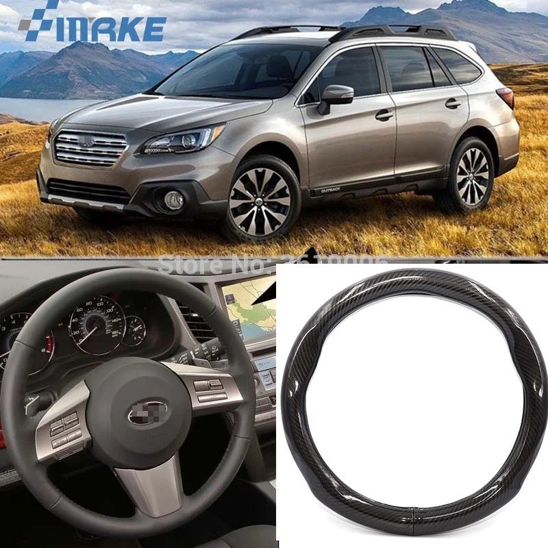 

SmRKE автомобильные аксессуары для Subaru Outback, черное углеродное волокно, кожаный чехол на руль, спортивный гоночный автомобиль, Стайлинг