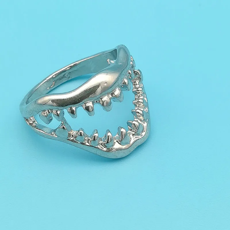 Anillo de Diente de Tiburón Vintage para hombres y mujeres, joyería con dedo, Boca de demonio, diablo, gótico, Punk, elegante, regalo de joyería