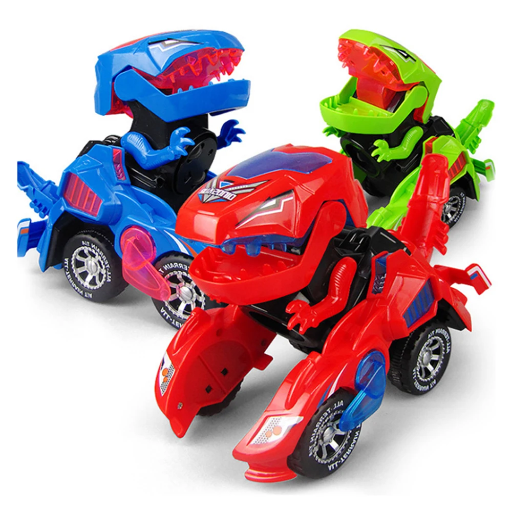 

Deformation Electric Dinosour Car Toy Universal Wheel Transformation Robot Vehicle With Lights Sounds Gift For Kids
