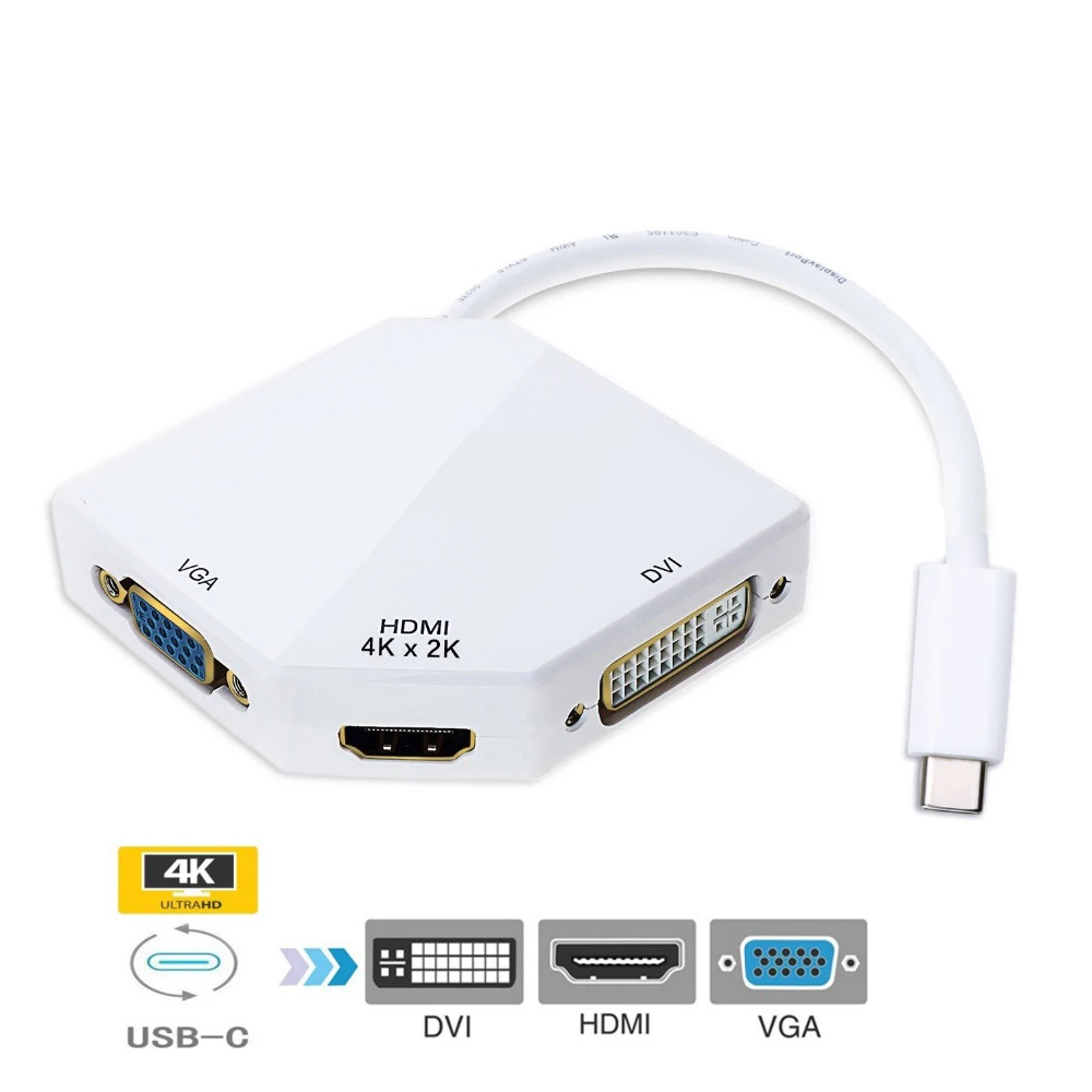 USB-C USB3.1 Type-c на HDMI 4 к VGA DVI 1080P Кабель-адаптер для Samsung S8 Macbook Pro Dell XPS 13 15 Thunderbolt 3 |