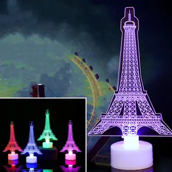 

3D Romantic Eiffel Tower/Paris LED Night Light RGB Color Changing Bedroom Table Lamp Atmosphere Lights Home Decoration Lighting