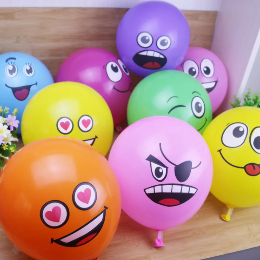 12pcs Cute Expression Party Balloons Home Decor Latex Multicolor Balloons For Party Wedding Decorations Spotted Balloon 7-12inch