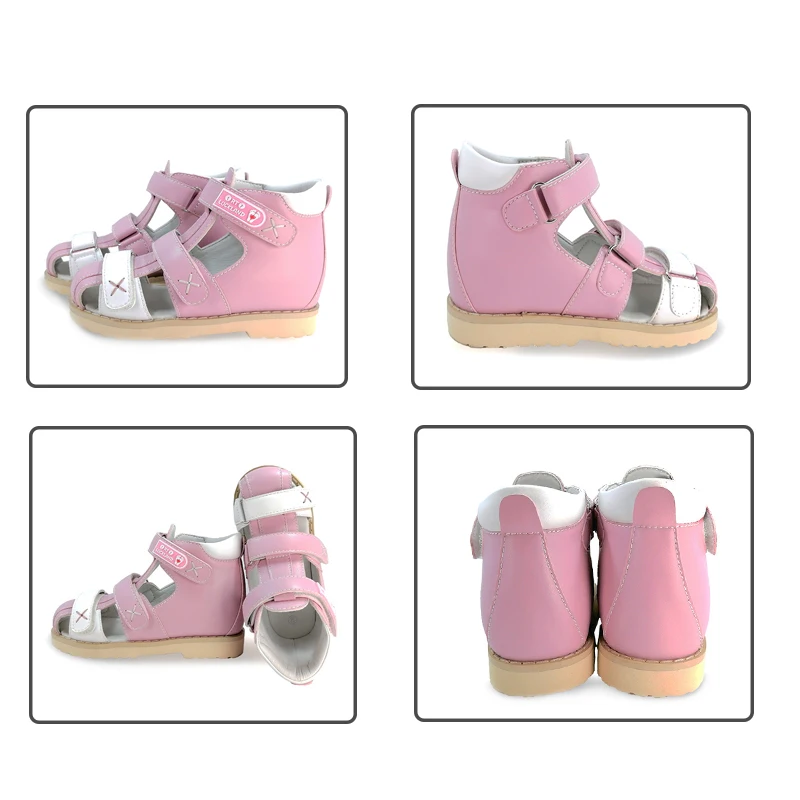 ORTOLUCKLAND Children Orthopedic Shoes For Flatfeet Summer Kids Leather Closed Toe Boys Girls Sandals Ankle Support
