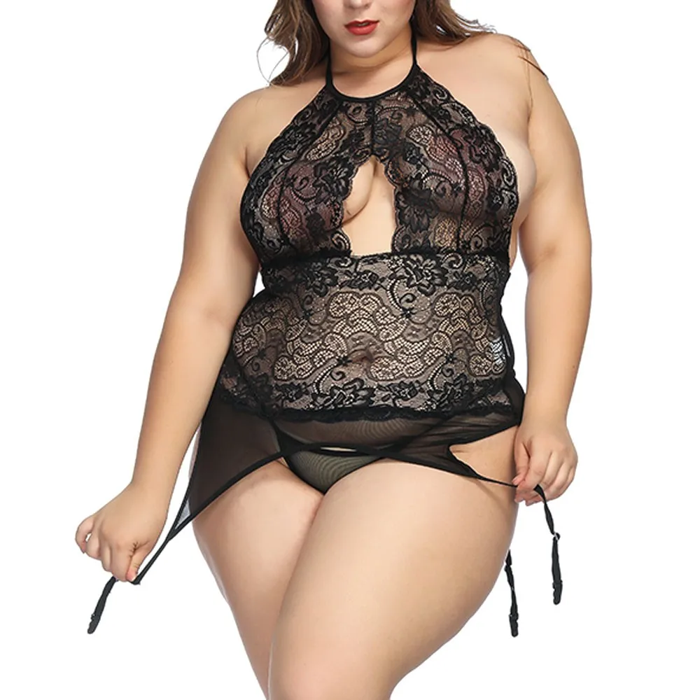S-6XL размера плюс женское сексуальное кружевное нижнее белье Babydoll Эротическое Сексуальное нижнее белье с открытой спиной