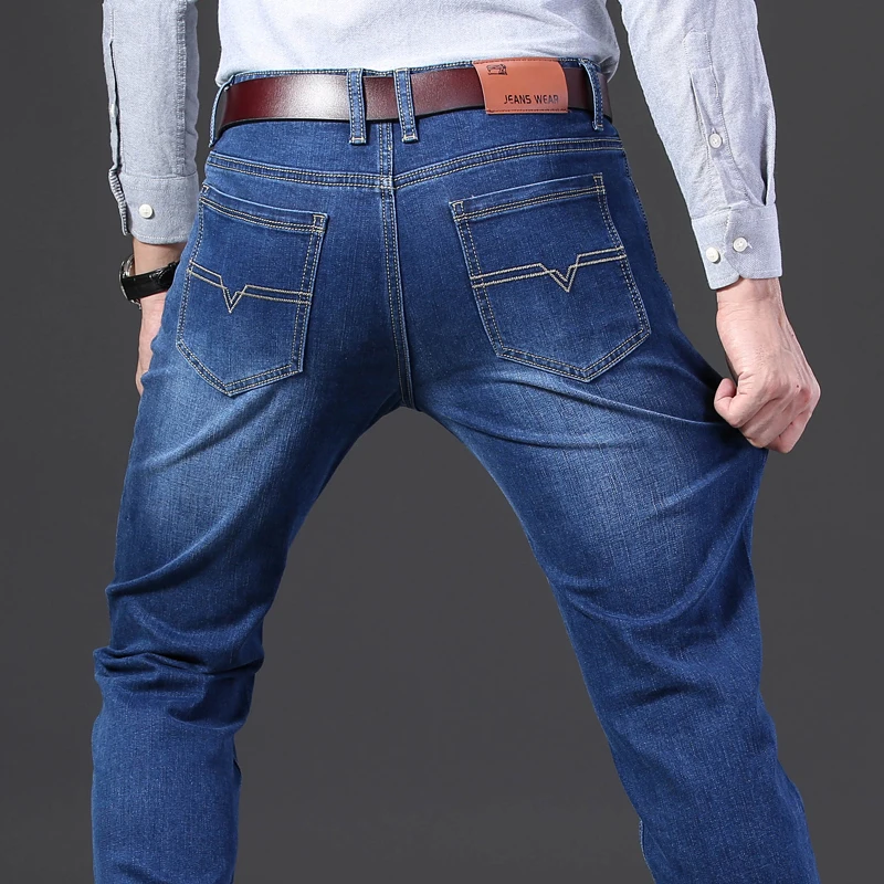 2021 New Mens Fashion Black Blue Jeans Men Casual Slim Stretch Jeans Classic Denim Pants Trousers Plus Size 28-40 High Quality