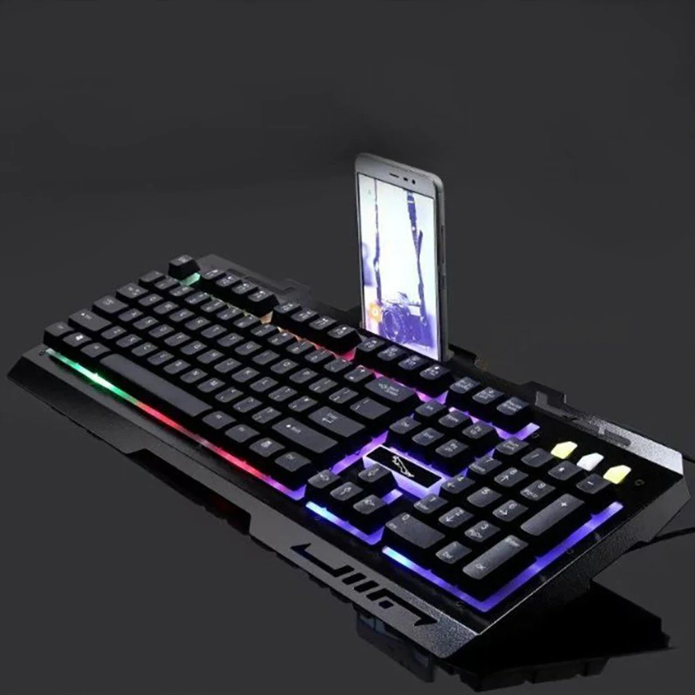 RGB Проводная сменная Игровая клавиатура Механическая компьютерная мышь набор светящийся светодиодный комплект мультимедийный ноутбук с подсветкой Эргономичный
