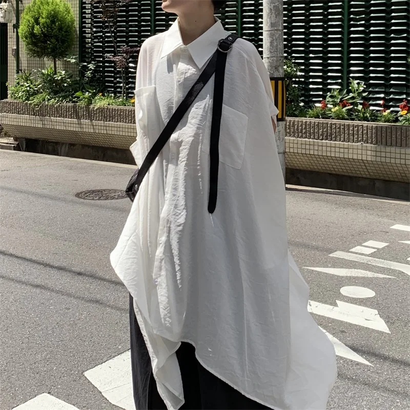 Под заказ плюс размер S-6XL! мужской дизайнерский бренд Yamamoto стиль свободные нерегулярные хлопковые и мешковатые рубашки